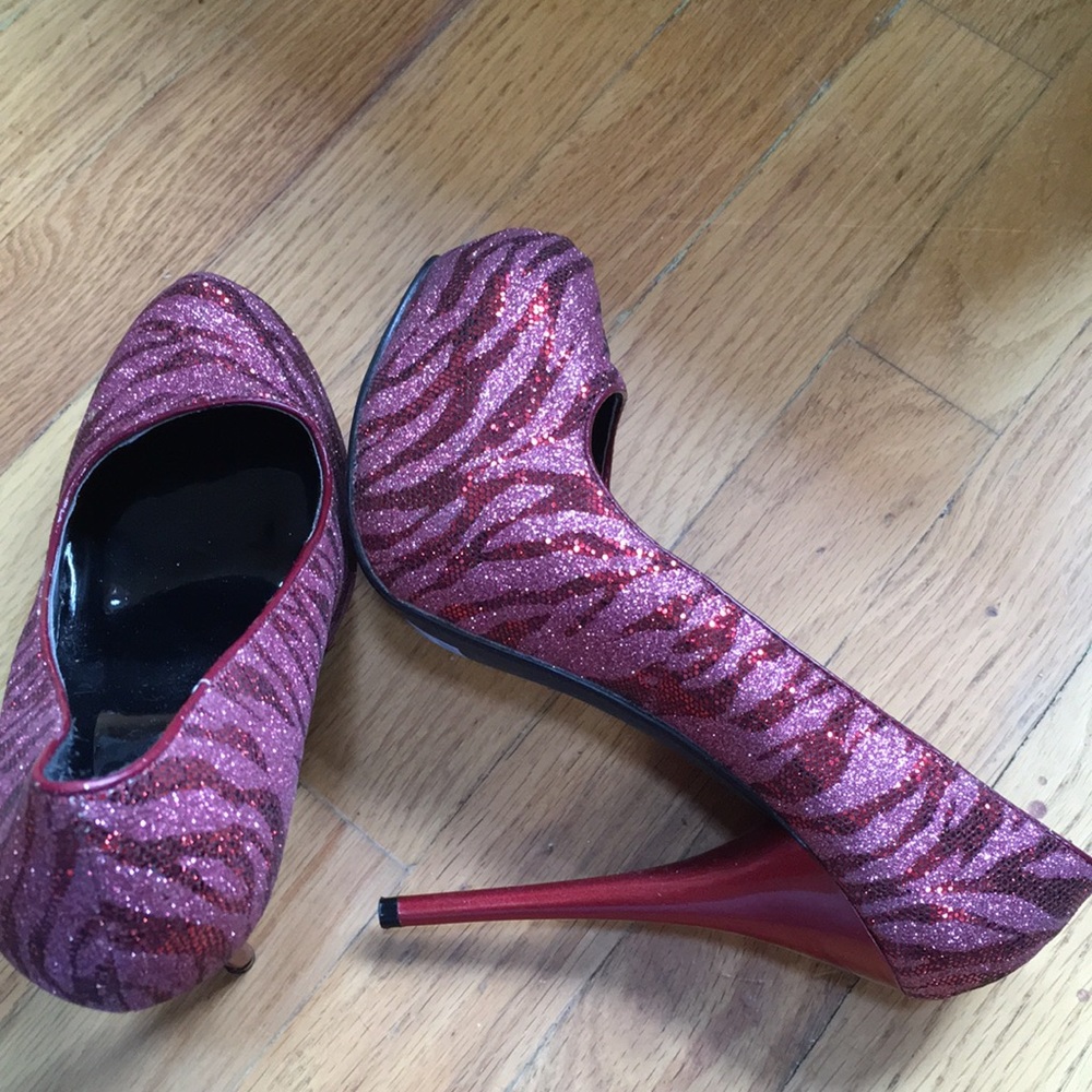 Sequin platform stilettos